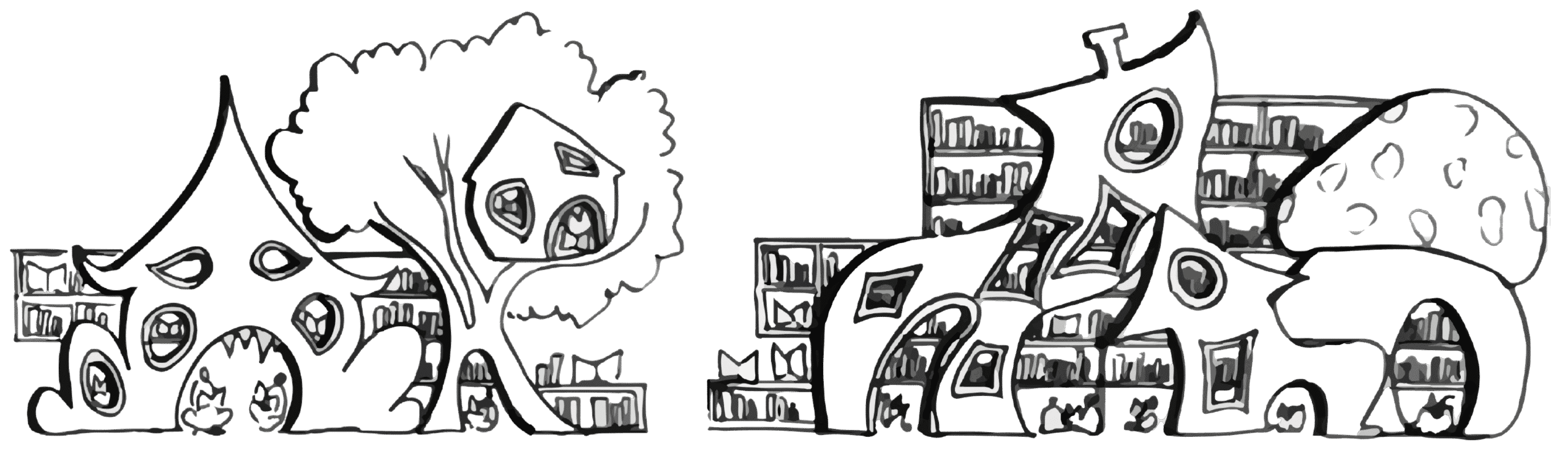 llustration dessin Librairie - halle des découvertes - décors graphisme - festival Bande dessinée Angoulême 2024